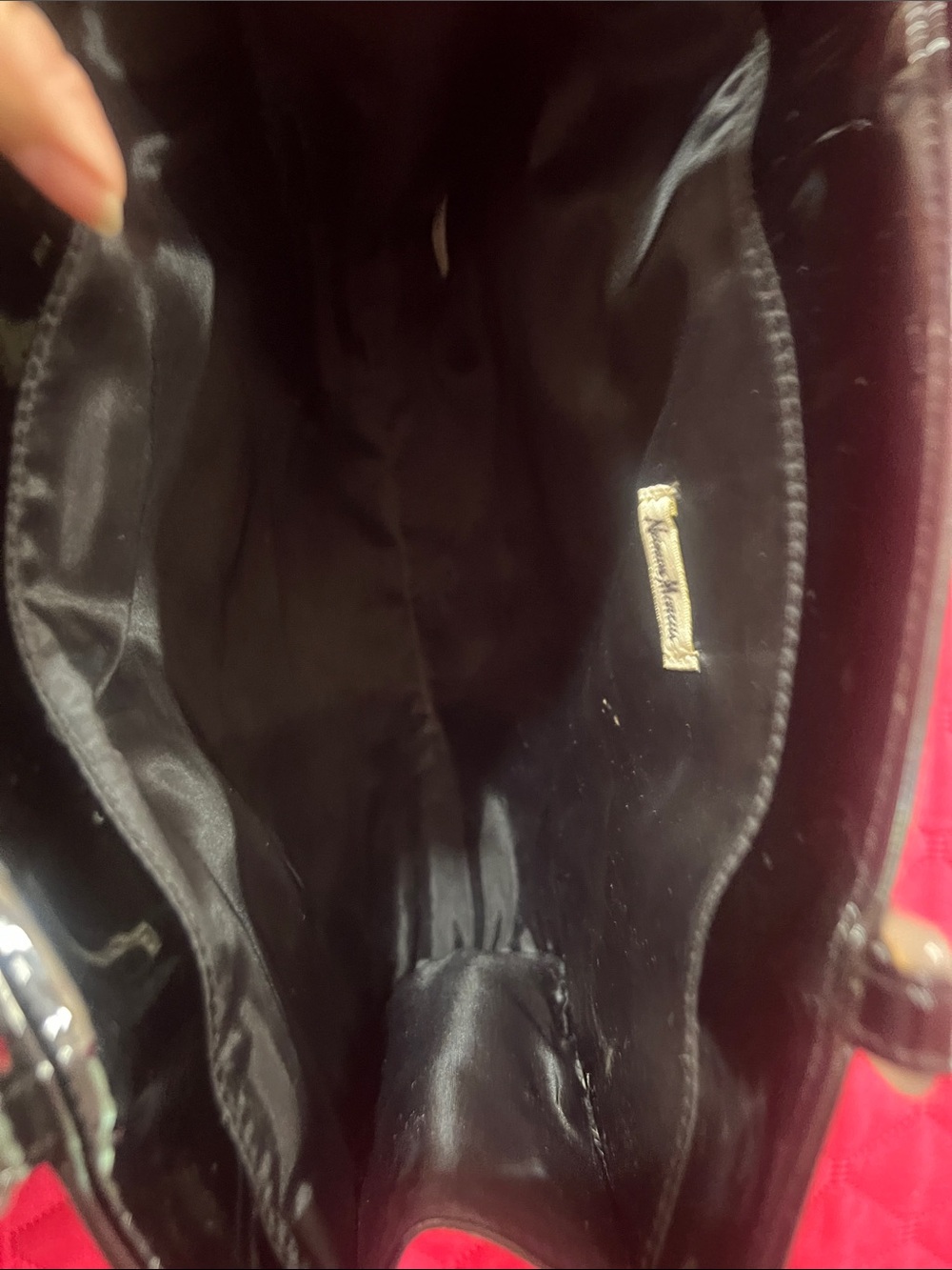 Vintage Neiman Marcus Black Patent Tote Bag with Top Handles - Picture 3 of 5
